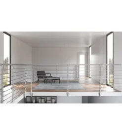 Metal Expert Porte, Scale E Pavimenti|Parapetto modulare certificato in acciaio inox aisi 304 con fissaggio a parete, 150 cm- kit intermedio b2