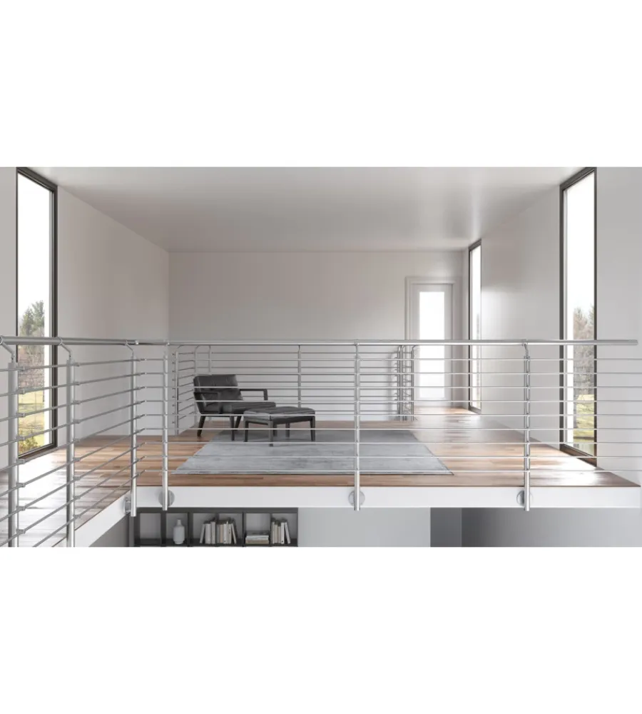 Metal Expert Porte, Scale E Pavimenti|Parapetto modulare certificato in acciaio inox aisi 304 con fissaggio a parete, 150 cm- kit intermedio b2