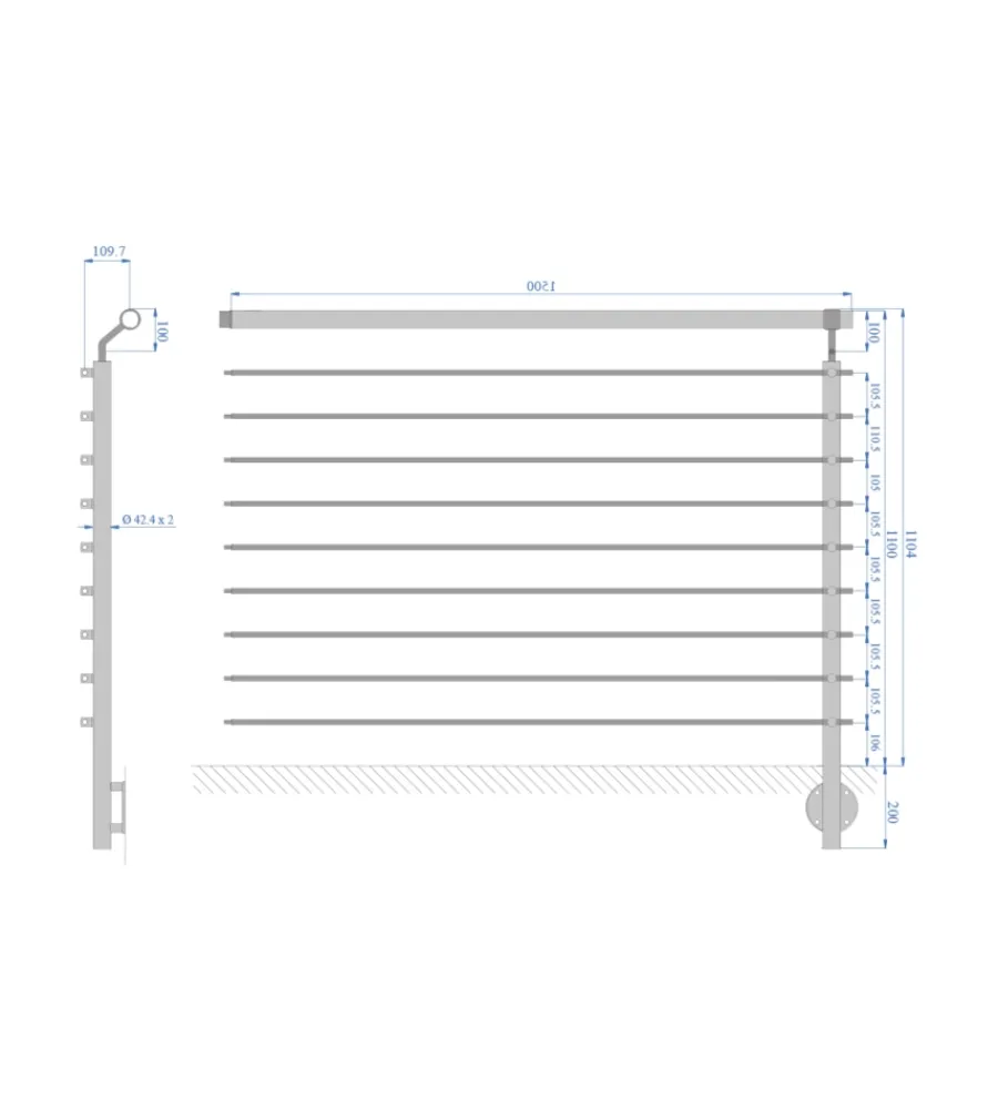 Metal Expert Porte, Scale E Pavimenti|Parapetto modulare certificato in acciaio inox aisi 304 con fissaggio a parete, 150 cm- kit intermedio b2