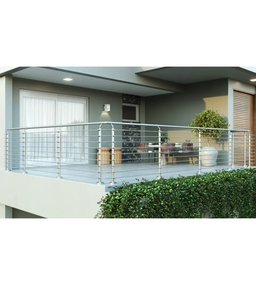 Metal Expert Porte, Scale E Pavimenti|Parapetto modulare certificato in acciaio inox aisi 304 con fissaggio a pavimento, 150 cm - kit completo a1