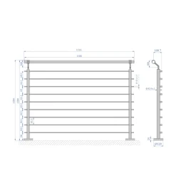Metal Expert Porte, Scale E Pavimenti|Parapetto modulare certificato in acciaio inox aisi 304 con fissaggio a pavimento, 150 cm - kit completo a1