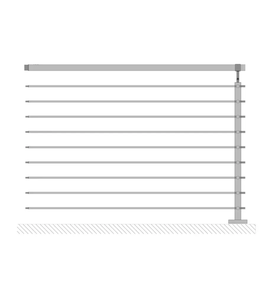 New Parapetto modulare certificato in acciaio inox aisi 304 con fissaggio a pavimento, 150 cm - kit intermedio a2. Porte, Scale E Pavimenti