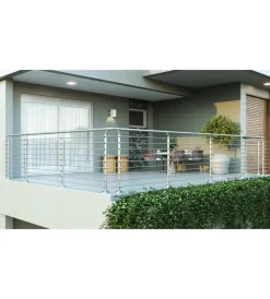 New Parapetto modulare certificato in acciaio inox aisi 304 con fissaggio a pavimento, 150 cm - kit intermedio a2. Porte, Scale E Pavimenti