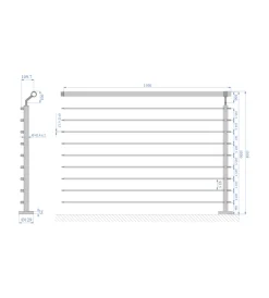 New Parapetto modulare certificato in acciaio inox aisi 304 con fissaggio a pavimento, 150 cm - kit intermedio a2. Porte, Scale E Pavimenti