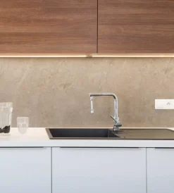 Decorazione Pareti|Paraschizzi adesivo da cucina fantasia "travertine stone", 260x60 cm