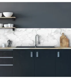Decorazione Pareti|Paraschizzi adesivo in pvc marmo bianco, 260x60 cm