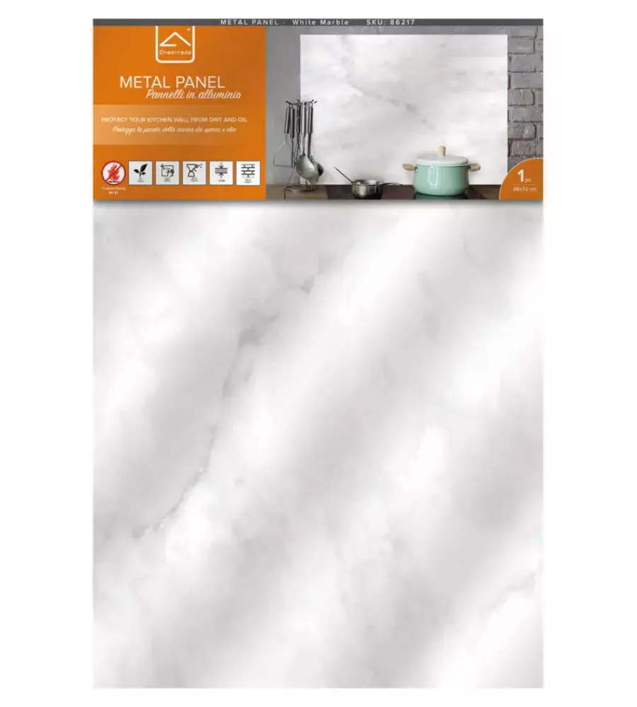 Decorazione Pareti- Paraschizzi da cucina in alluminio fantasia "marble", 72x48 cm