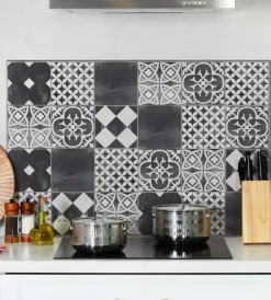 Hot Paraschizzi da cucina in alluminio fantasia "ardesia", 72x48 cm Decorazione Pareti