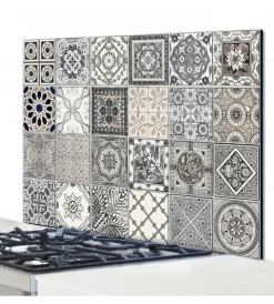 New Paraschizzi in alluminio azulejos grigie, 48x72 cm Decorazione Pareti
