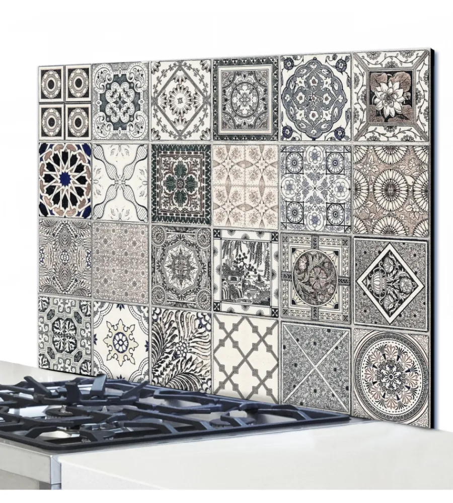 New Paraschizzi in alluminio azulejos grigie, 48x72 cm Decorazione Pareti