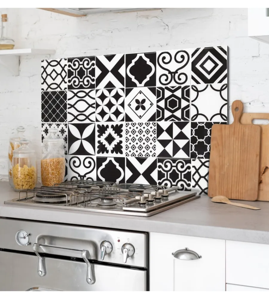 New Paraschizzi in alluminio azulejos b&w, 48x72 cm Decorazione Pareti