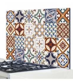 Outlet Paraschizzi in alluminio azulejos rosse, 48x72 cm Decorazione Pareti