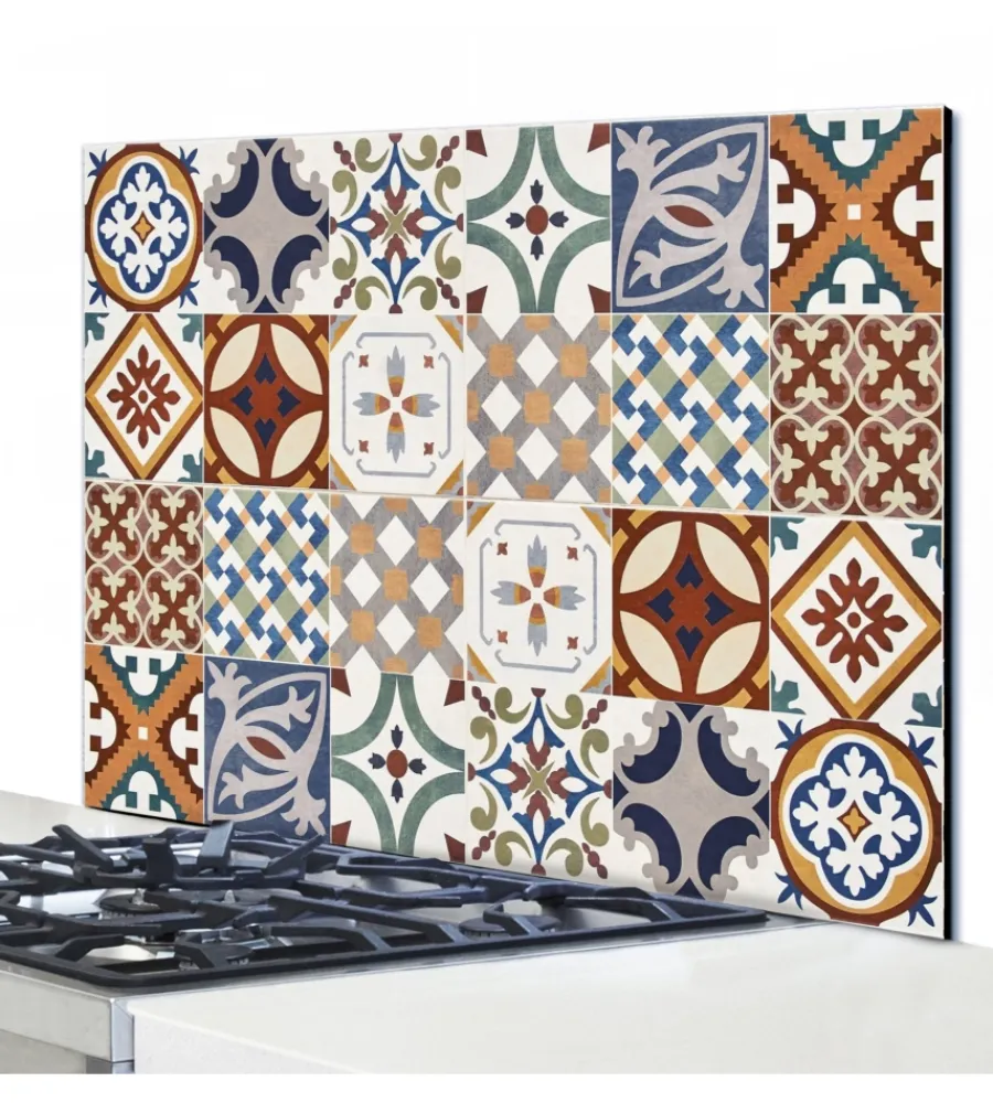 Outlet Paraschizzi in alluminio azulejos rosse, 48x72 cm Decorazione Pareti