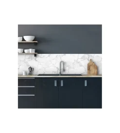 Decorazione Pareti|Paraschizzi xl "white marble" in pvc, 180x45 cm