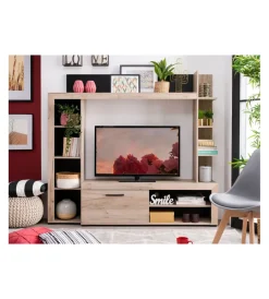 Pareti Soggiorno E Porta Tv-BellaHome Parete da soggiorno "venezia" quercia e nero, 172x33x157 cm