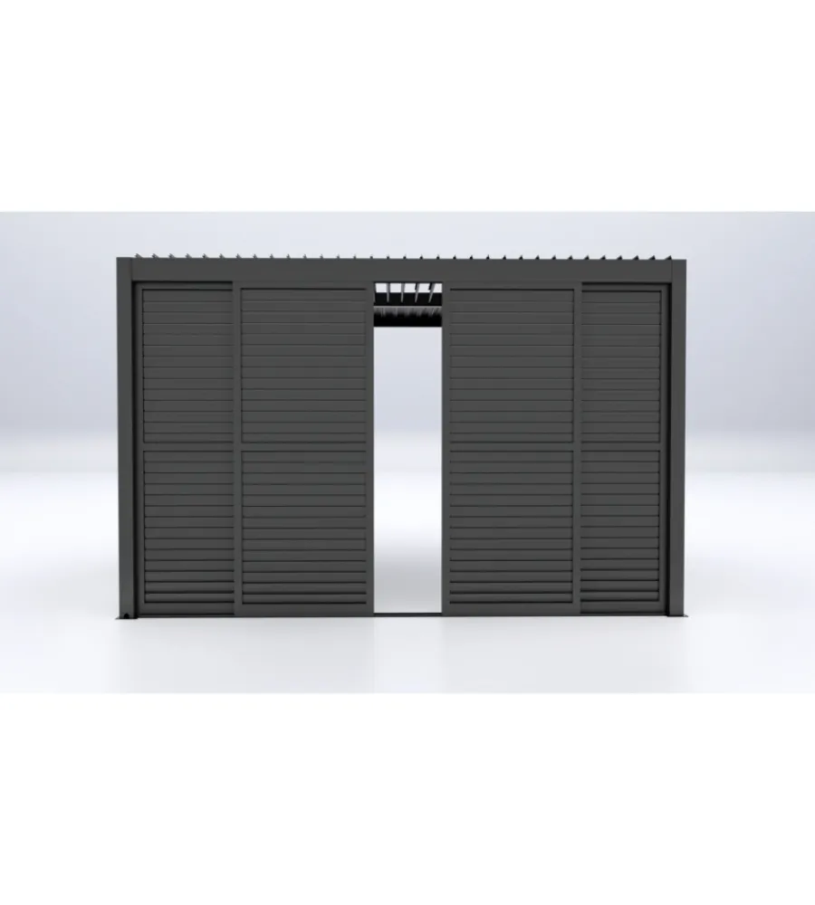 Coperture Per Esterno E Accessori- Parete laterale a pannelli scorrevoli per pergole riviera "sliding blind" in alluminio antracite lato 4 m