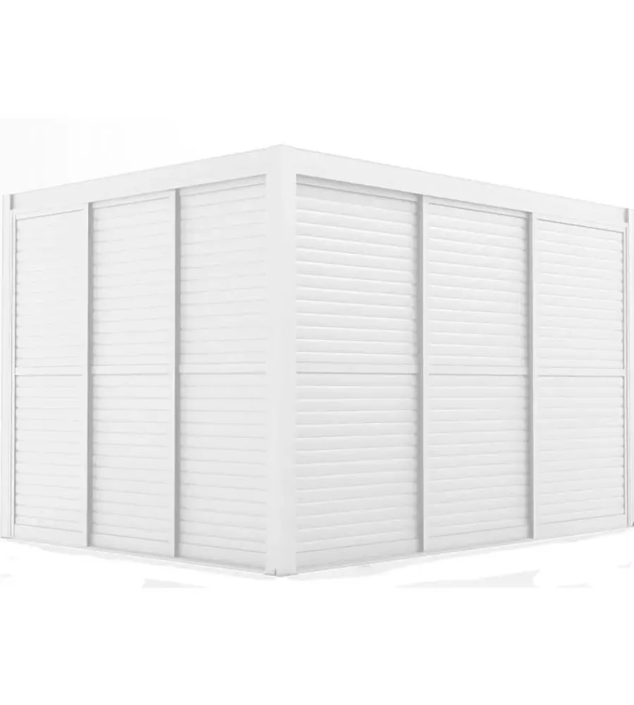 Outlet Parete laterale a pannelli scorrevoli per pergole riviera "sliding blind" in alluminio bianco lato 4 m Coperture Per Esterno E Accessori