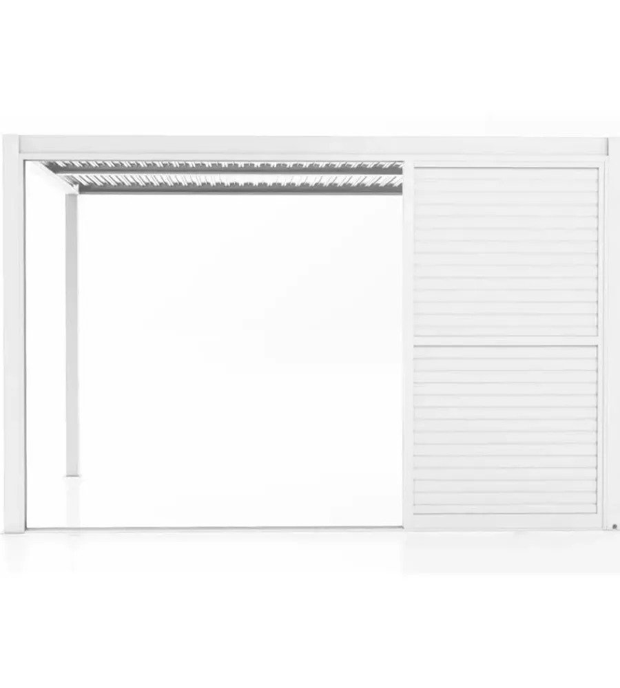 Outlet Parete laterale a pannelli scorrevoli per pergole riviera "sliding blind" in alluminio bianco lato 4 m Coperture Per Esterno E Accessori