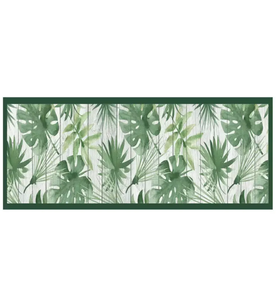 Tessile D'Arredo- Passatoia in vinile "runner" fantasia "green tropical", 120x50 cm