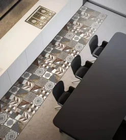 Tessile D'Arredo- Passatoia in vinile "runner" fantasia "brown cementine", 180x50 cm