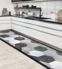 New Passatoia in vinile "runner" fantasia "grey exagons", 120x50 cm Tessile D'Arredo