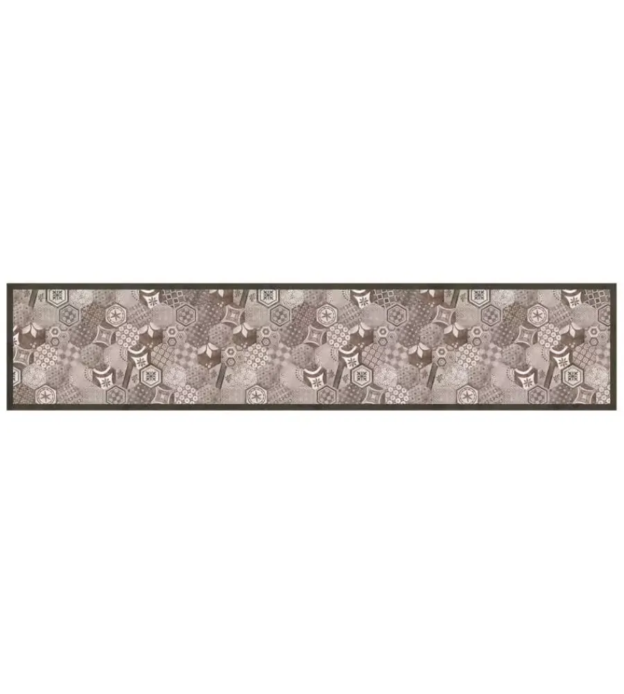 Tessile D'Arredo- Passatoia in vinile "runner" fantasia "hexagonal green tiles", 240x50 cm