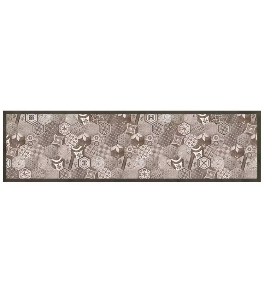 Tessile D'Arredo|Passatoia in vinile "runner" fantasia "hexagonal green tiles", 180x50 cm