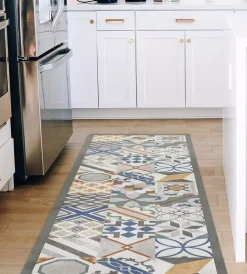 Discount Passatoia in vinile "runner" fantasia "cement tiles", 120x50 cm Tessile D'Arredo