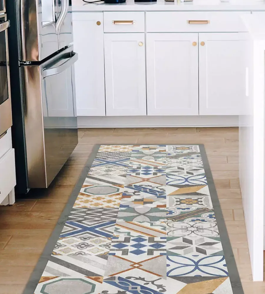 Discount Passatoia in vinile "runner" fantasia "cement tiles", 120x50 cm Tessile D'Arredo
