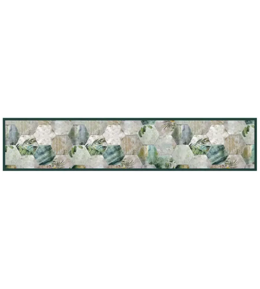 Tessile D'Arredo- Passatoia in vinile "runner" fantasia "tropical composition", 240x50 cm