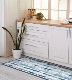 Tessile D'Arredo- Passatoia in vinile "runner" fantasia "blue tropical", 180x50 cm