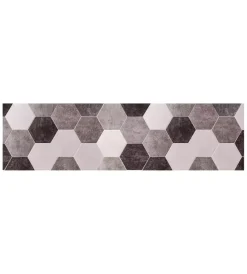 Tessile D'Arredo|Passatoia in vinile "runner" fantasia "esagoni grigi", 180x50 cm