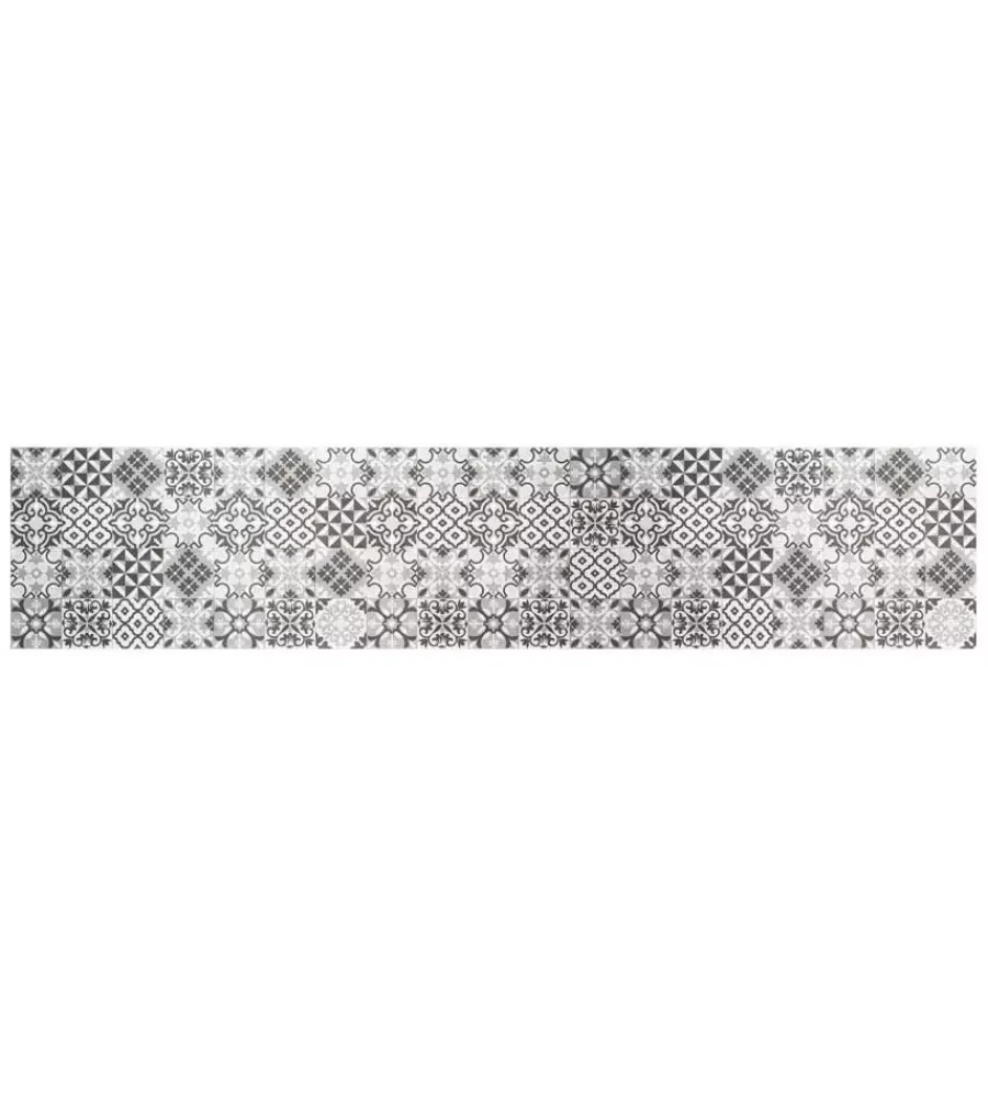 Tessile D'Arredo|Passatoia in vinile "runner" fantasia "piastrelle grigie", 240x50 cm