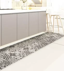 Tessile D'Arredo|Passatoia in vinile "runner" fantasia "piastrelle grigie", 240x50 cm