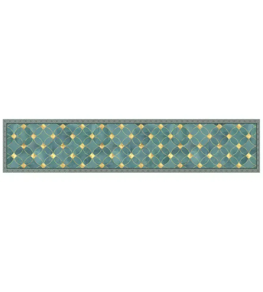Tessile D'Arredo- Passatoia in vinile "runner" fantasia "green gold", 240x50 cm