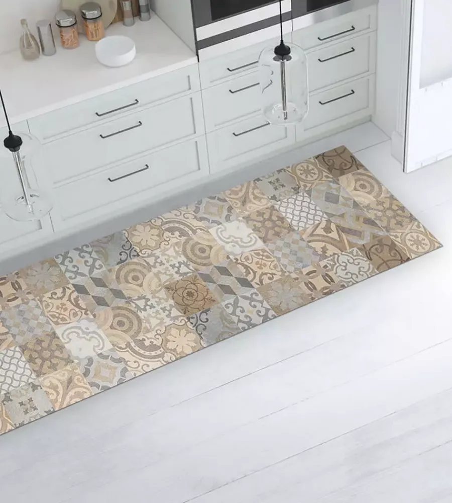 Hot Passatoia in vinile "runner" fantasia "cementine arancioni", 240x50 cm Tessile D'Arredo