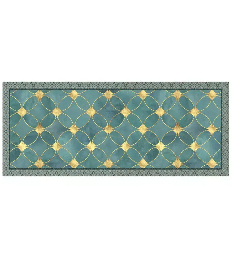 Tessile D'Arredo|Passatoia in vinile "runner" fantasia "green gold", 120x50 cm