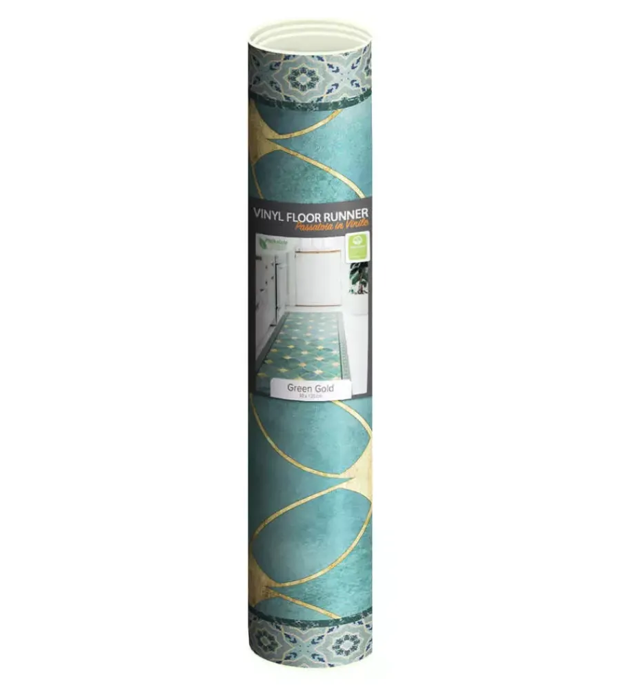 Tessile D'Arredo|Passatoia in vinile "runner" fantasia "green gold", 120x50 cm