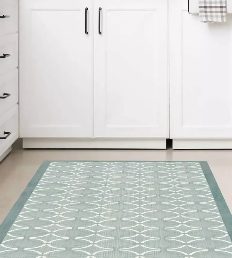 Tessile D'Arredo|Passatoia in vinile "runner" fantasia "old style green", 120x50 cm