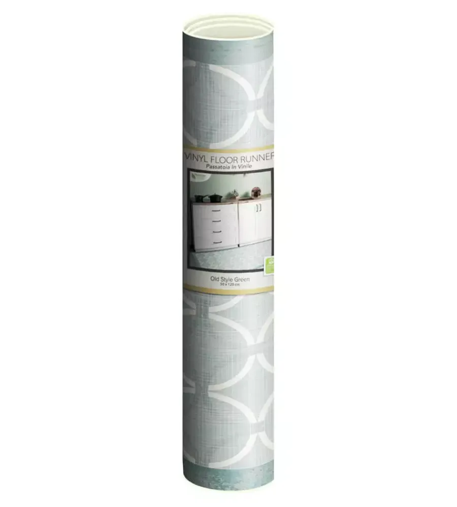 Tessile D'Arredo|Passatoia in vinile "runner" fantasia "old style green", 120x50 cm