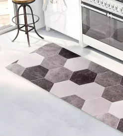 Tessile D'Arredo|Passatoia in vinile "runner" fantasia "esagoni grigi", 120x50 cm