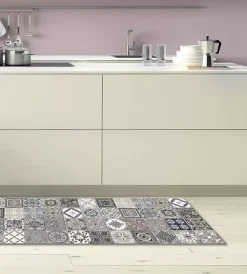 Tessile D'Arredo|Passatoia in vinile "runner" fantasia "azulejos vintage", 240x50 cm