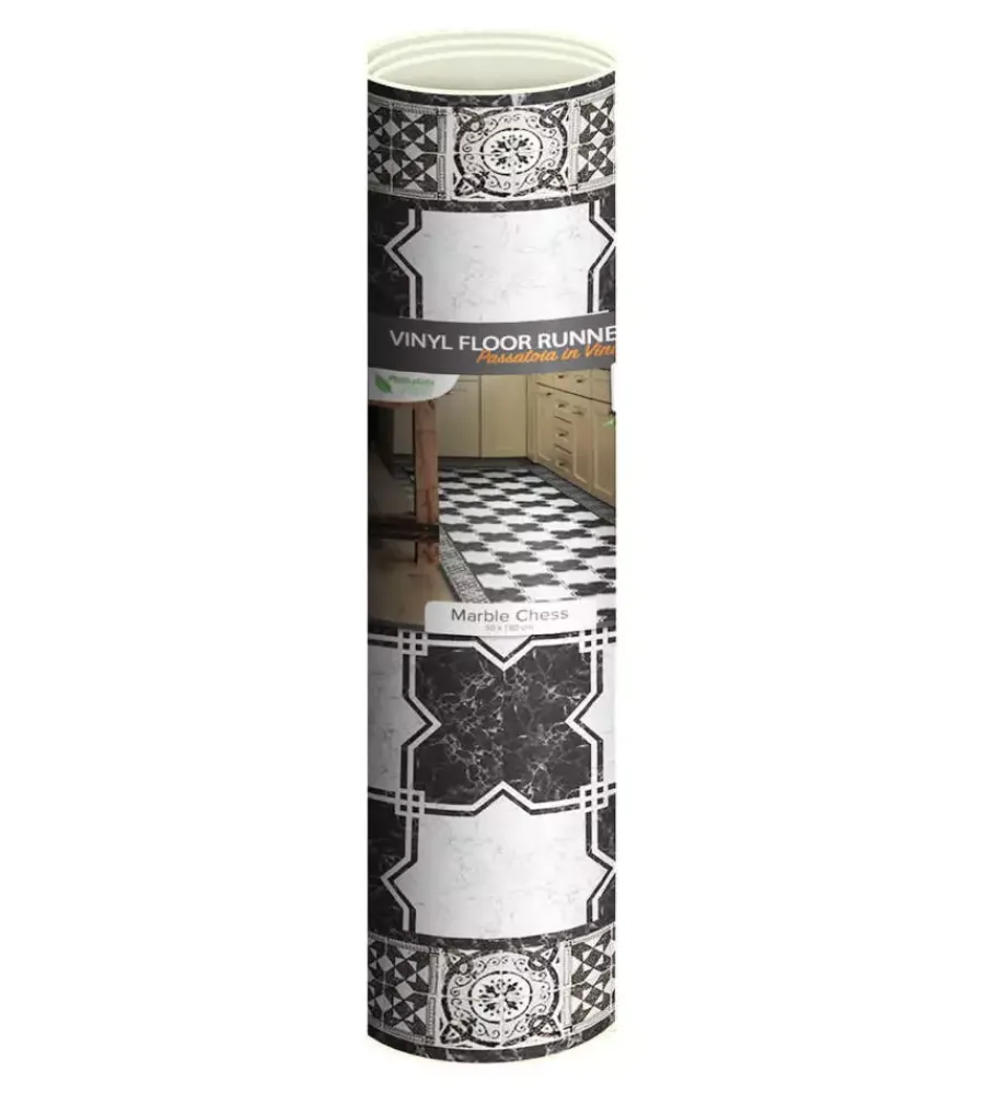 Online Passatoia in vinile "runner" fantasia "marble chess", 180x50 cm Tessile D'Arredo