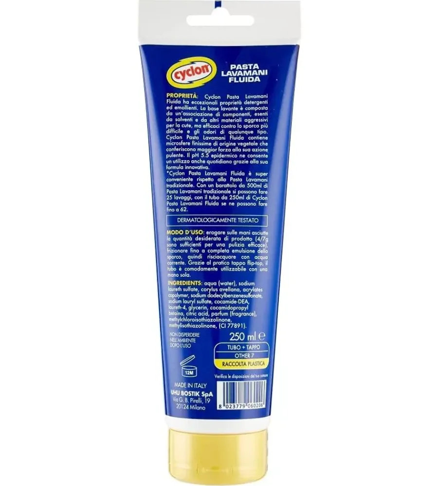 Detersivi E Accessori- Pasta lavamani fluida cyclon - tubo 250 ml
