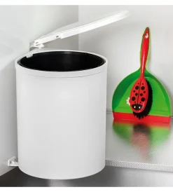 Emuca Raccolta Differenziata|Pattumiera differenziata fissaggio all'anta plastica bianca
