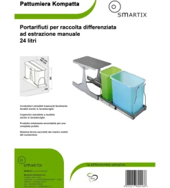 Pattumiera estraibile con coperchio per raccolta differenziata, 24 litri Raccolta Differenziata