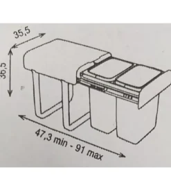 Hot Pattumiera porta rifiuti estraibile con doppio secchio Raccolta Differenziata