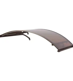 Coperture Per Esterno E Accessori|Pensilina da esterno ad arco essenza con supporto marrone e copertura in policarbonato compatto satinato bronzo 140x90 cm