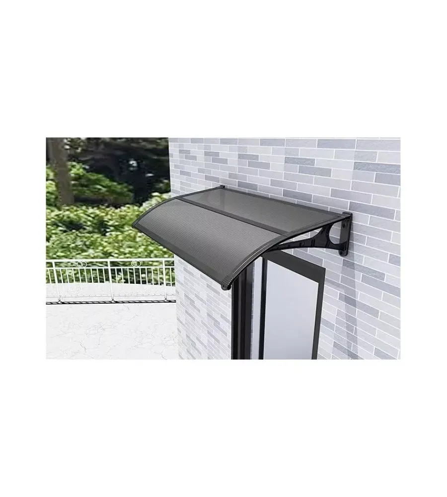 Coperture Per Esterno E Accessori- Pensilina da esterno essenza con supporto grigio e copertura in policarbonato compatto satinato opalino 140x90 cm