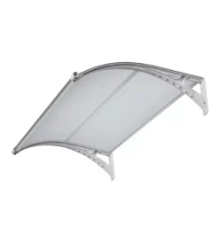 Coperture Per Esterno E Accessori- Pensilina essenza in policarbonato opaco con led e profilo centrale grigio 150x100 cm